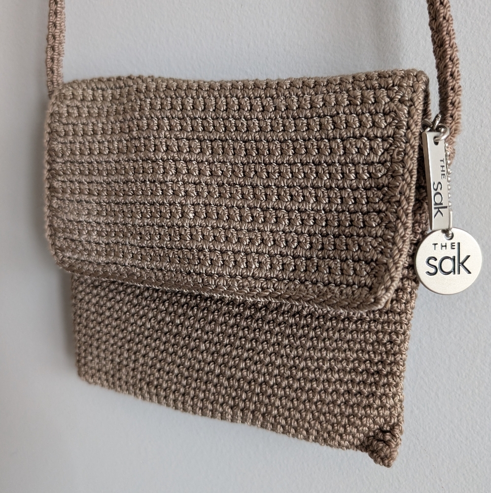 The Sak | Small Beige Crochet Crossbody Bag, with Front Flat - Picture 11 of 16